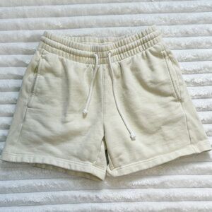 TNA Cozy Fleece Boyfriend Shorts Elastic Waistband Light Yellow Womens XS